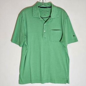 Lilly Pulitzer Polo Shirt Mens Small Green Beach Pima Cotton Pocket Palm Logo